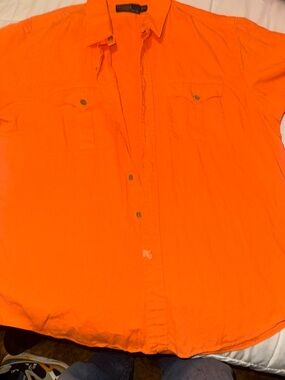 Polo by Ralph Lauren Men's Bright Orange Casual Button-Down Shirt